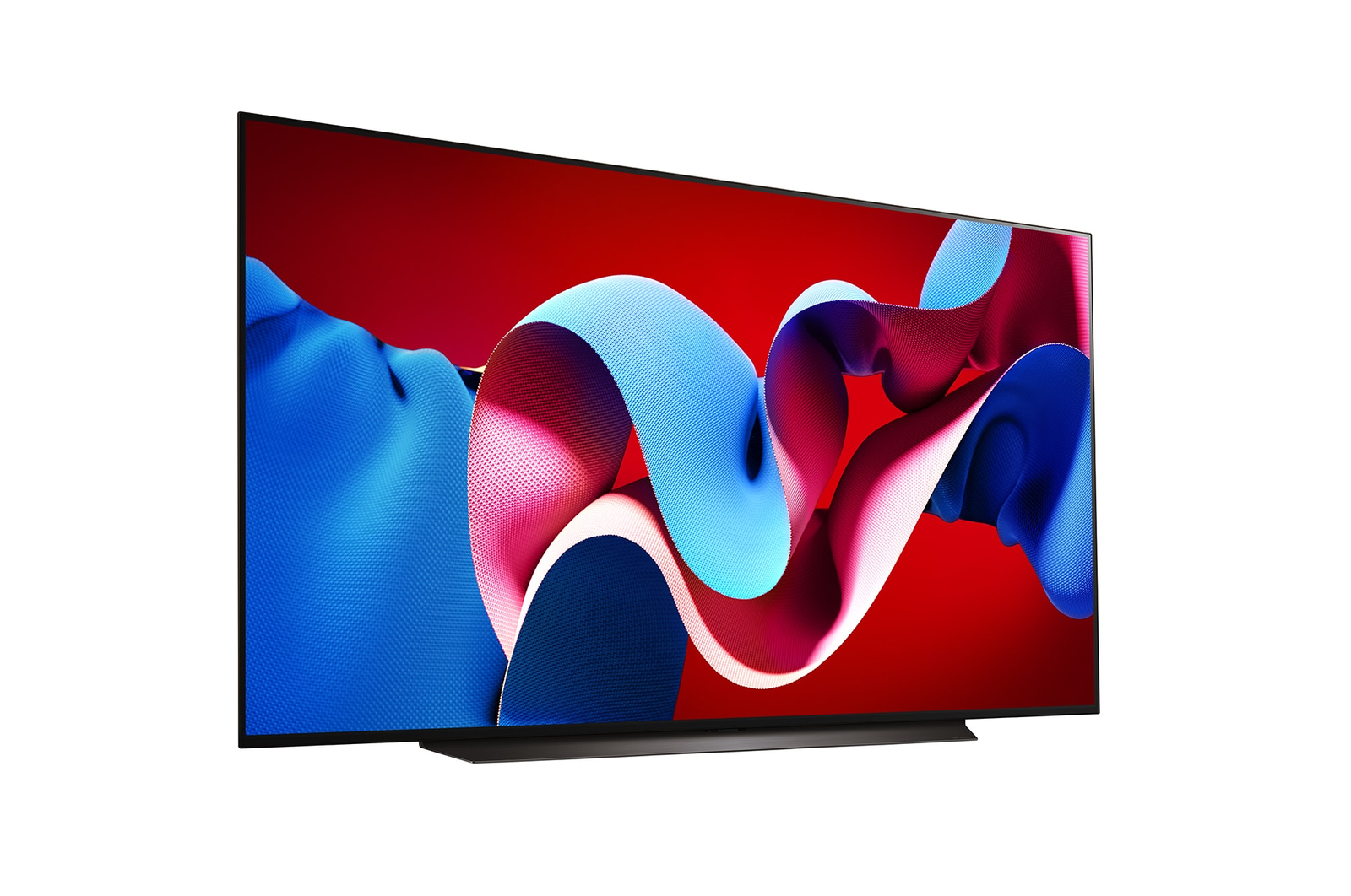 Slightly-angled right-facing side view of LG OLED evo TV, OLED C4