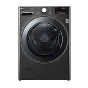 Front view of LG 21 kg (Wash) / 12 kg (Dry) Washer Dryer with Inverter Direct Drive™, Steam Wash, Black VCM FHD2112STB