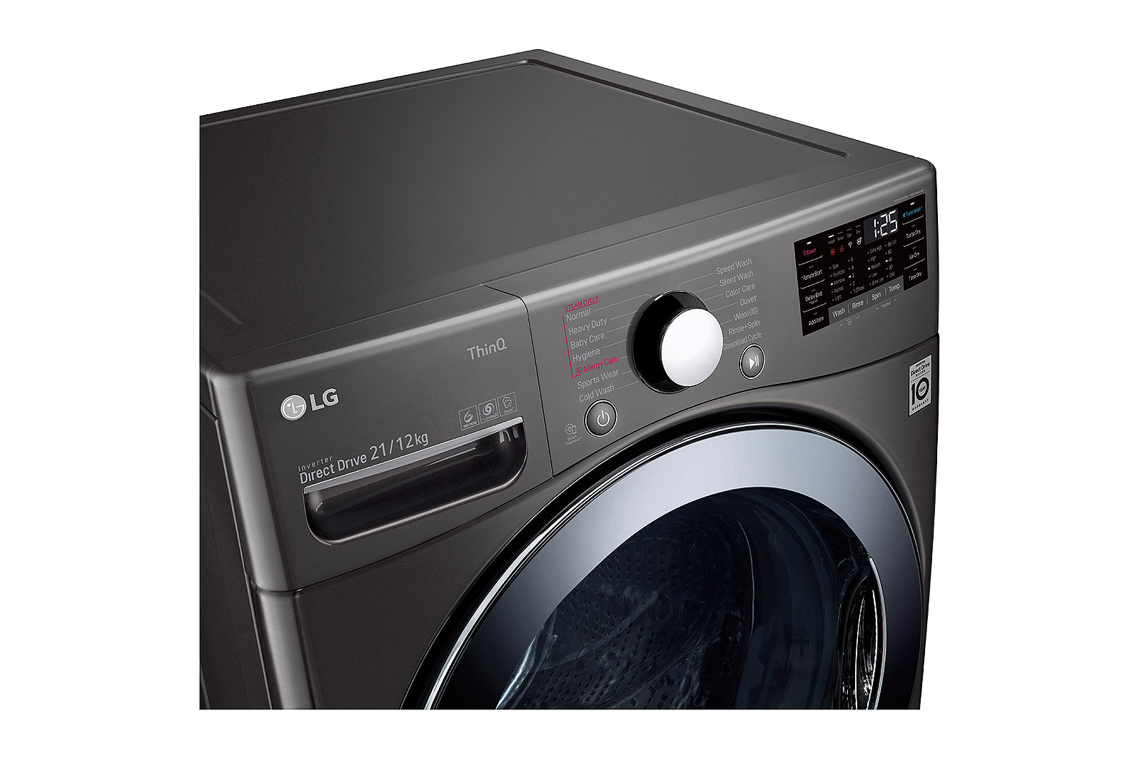 LG 21 kg (Wash) / 12 kg (Dry) Washer Dryer with Inverter Direct Drive™, Steam Wash, Black VCM, FHD2112STB