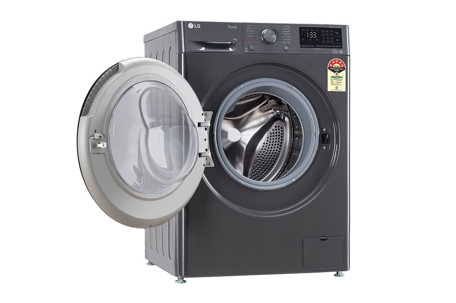 LG 9 kg Front Load Washing Machine with AI Direct Drive™, Steam Wash, Middle Black, 5 Star, FHP1209Z5M