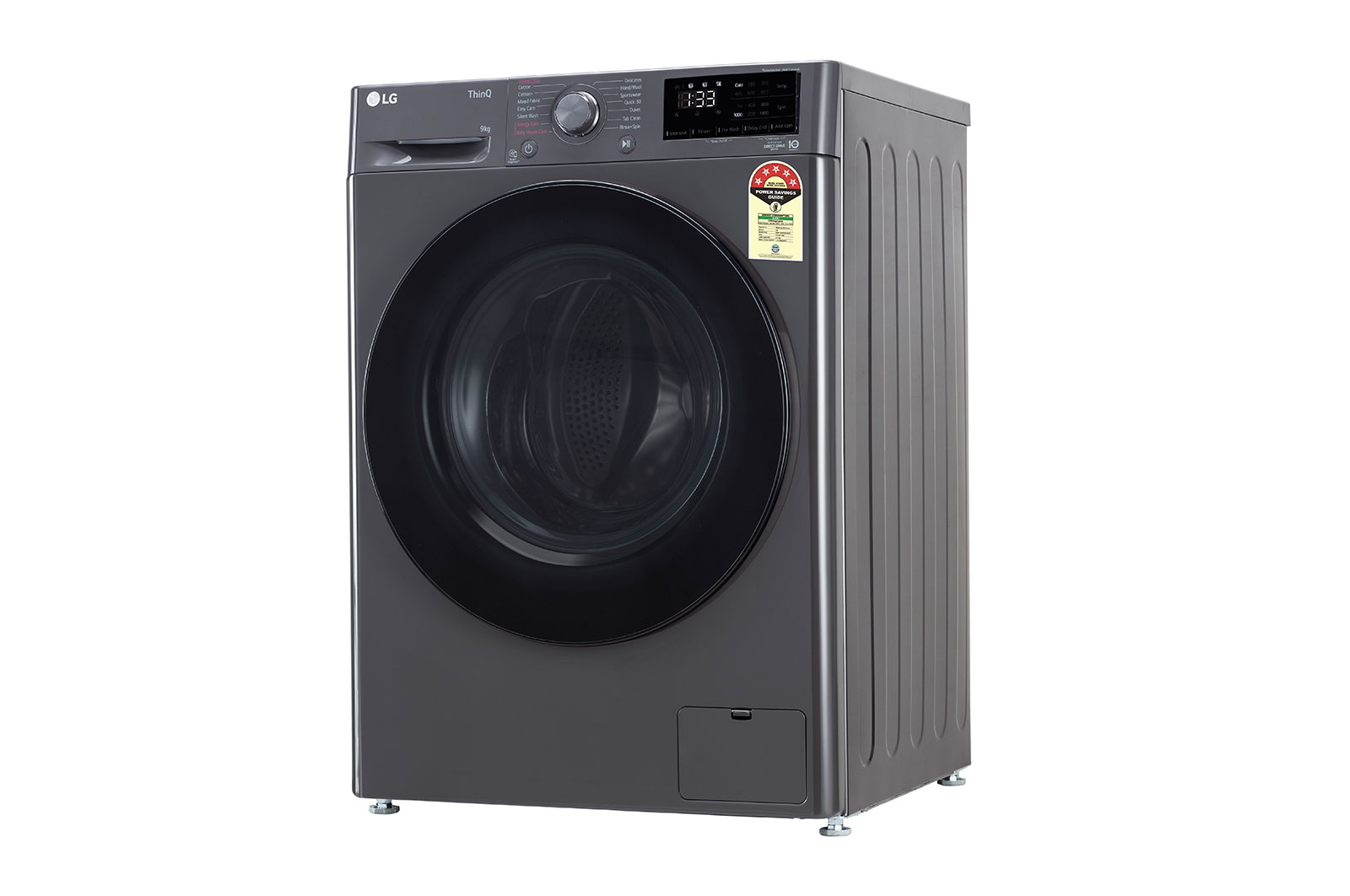 LG 9 kg Front Load Washing Machine with AI Direct Drive™, Steam Wash, Middle Black, 5 Star, FHP1209Z5M