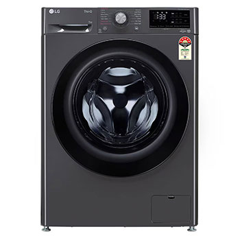 Front view of LG 9Kg Front Load Washing Machine, AI Direct Drive™, Middle Black FHV1409Z4M