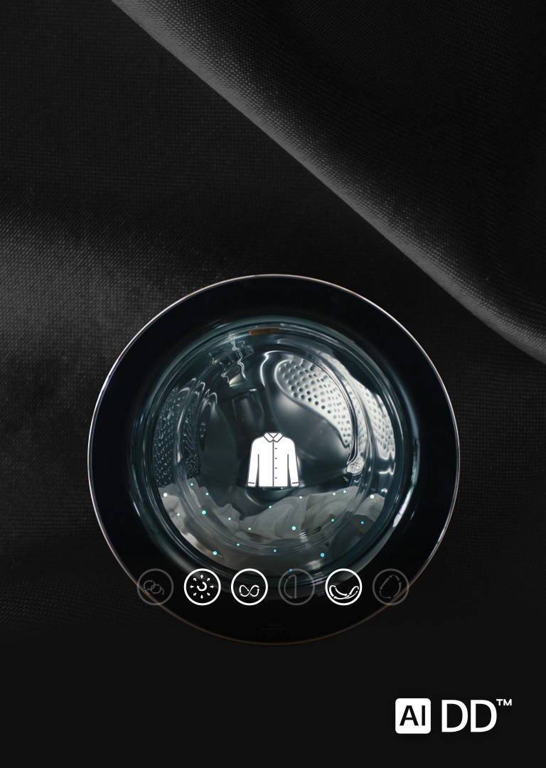 The AI DD technology on LG washing Mahcines identifies the best way to handle your clothes