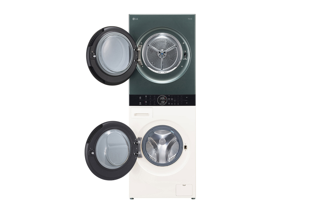 LG 13/10kg WashTower™ Smart Washer Dryer in Beige and Green Color,5 Star(Washer), FWT1310BG, Door Open