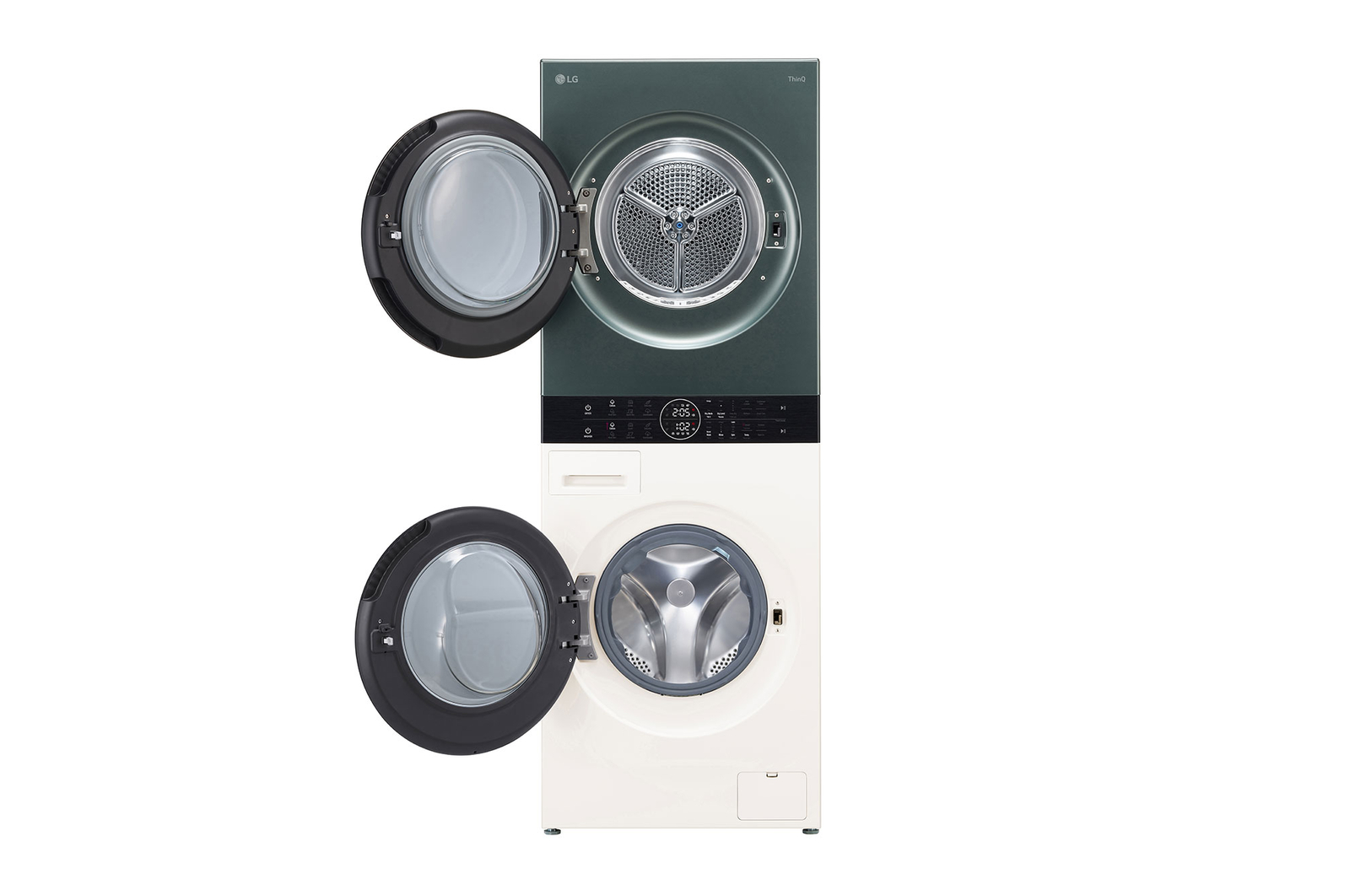 LG 13/10kg WashTower™ Smart Washer Dryer in Beige and Green Color,5 Star(Washer), FWT1310BG, Door Open