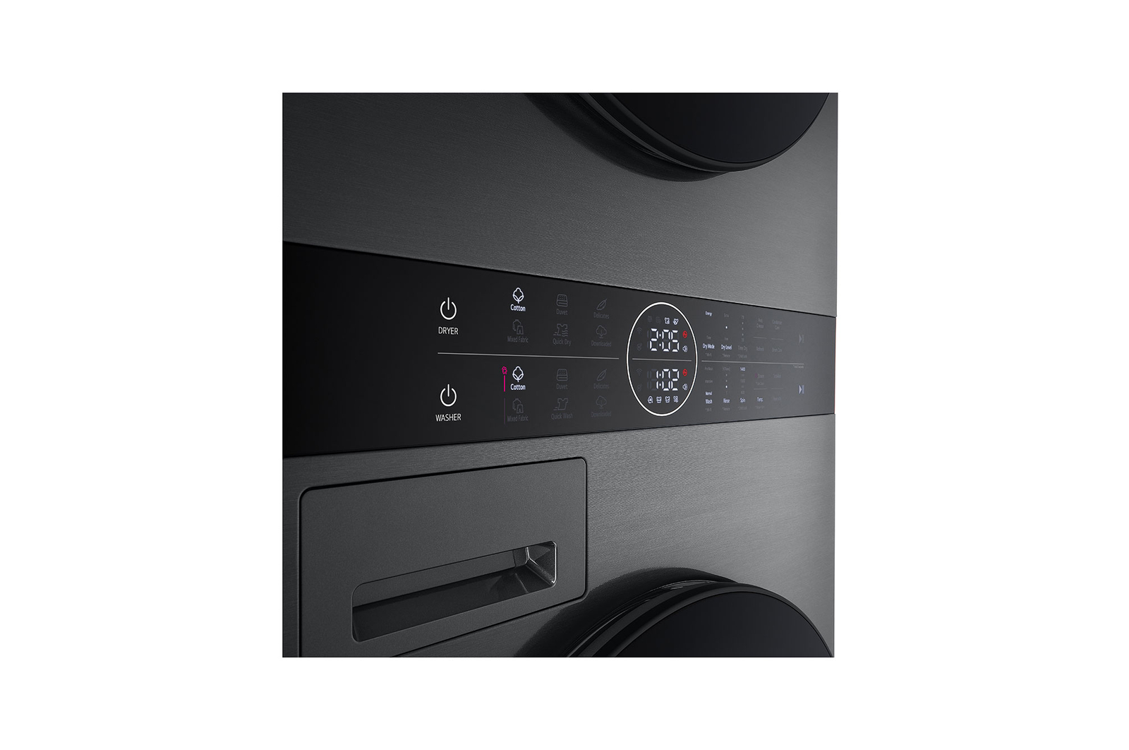 LG 13/10kg WashTower™ Smart Washer Dryer in Platinum Black,5 Star(Washer), FWT1310PB, Front View