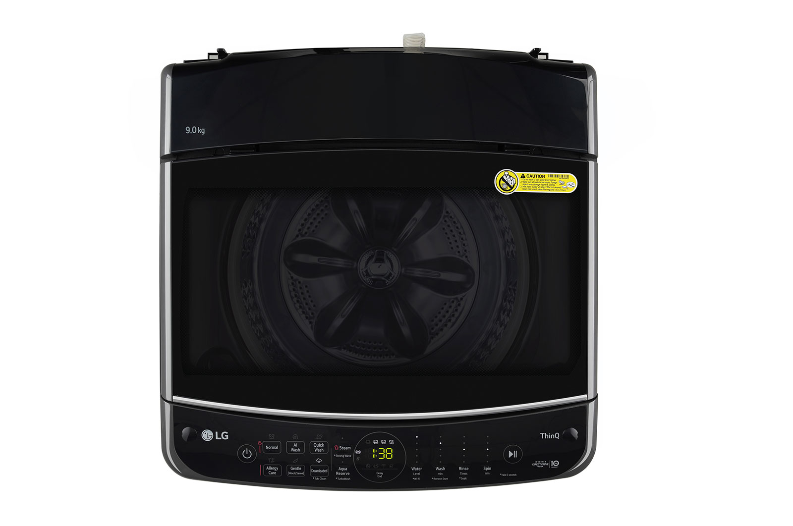 LG 9 kg Top Load Washing Machine with AI Direct Drive™, In-built Heater, Middle Black, 5 Star, THD09SWM