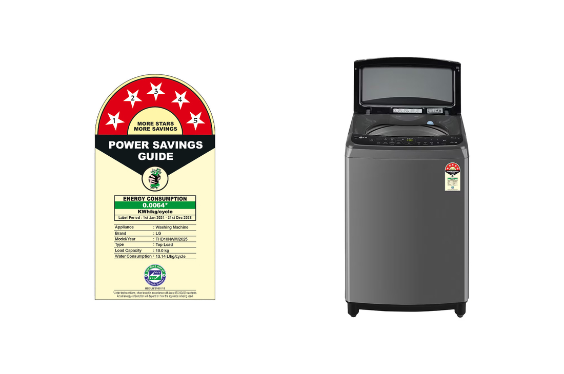 LG 10Kg Top Load Washing Machine, AI Direct Drive™, Turbowash, Middle Black, 5 Star, THD10NWM