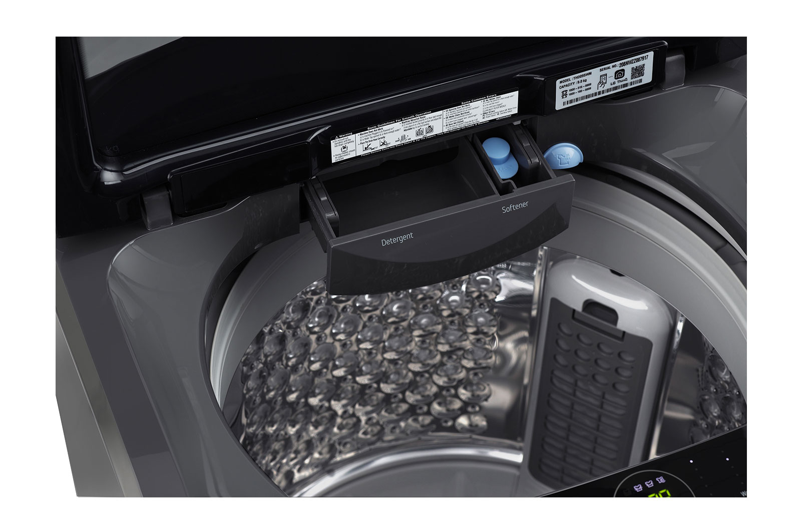 LG 10Kg Top Load Washing Machine, AI Direct Drive™, Turbowash, Middle Black, 5 Star, THD10NWM