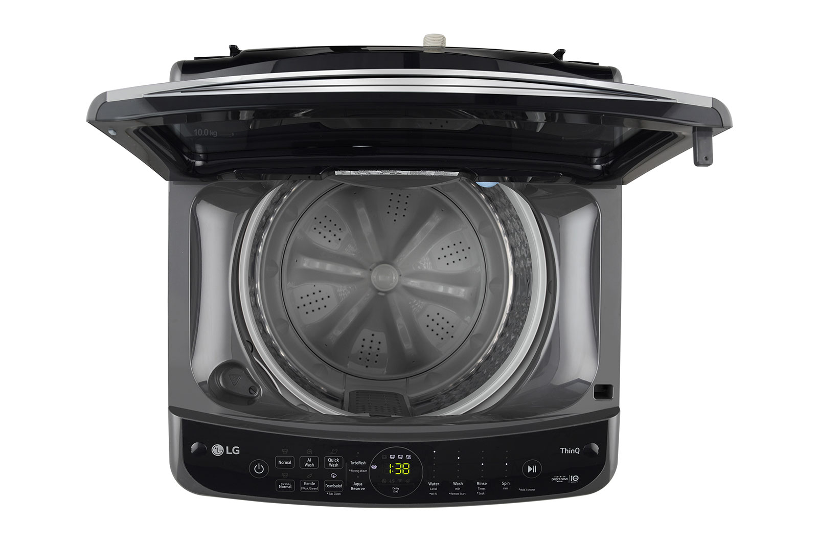 LG 10Kg Top Load Washing Machine, AI Direct Drive™, Turbowash, Middle Black, 5 Star, THD10NWM
