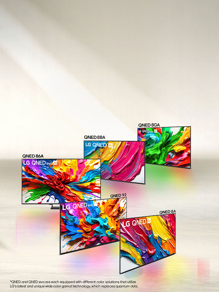 LG QNED evo AI TV lineup 2025 with QNED80, QNED82, QNED85, QNED92 models in India