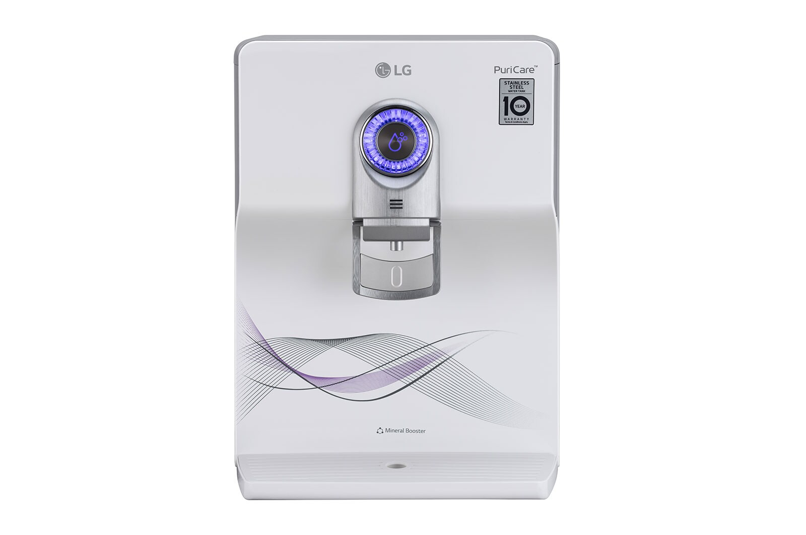Front view of LG 8L RO+UV+Mineral Booster Water Purifier with Stainless Steel Tank, Ivory WW175EPW