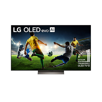 Front view of 55 inch LG OLED evo AI C5E 4K Smart TV 2025 OLED55C5ELB