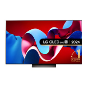 Front view of 65 inch LG OLED evo AI C4 4K Smart TV OLED65C45LA
