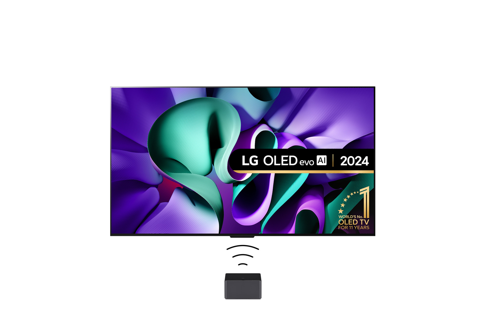 Front view of True Wireless TV 97 inch LG SIGNATURE OLED M4 with 4K 120Hz Video & Audio Transfer OLED97M49LA