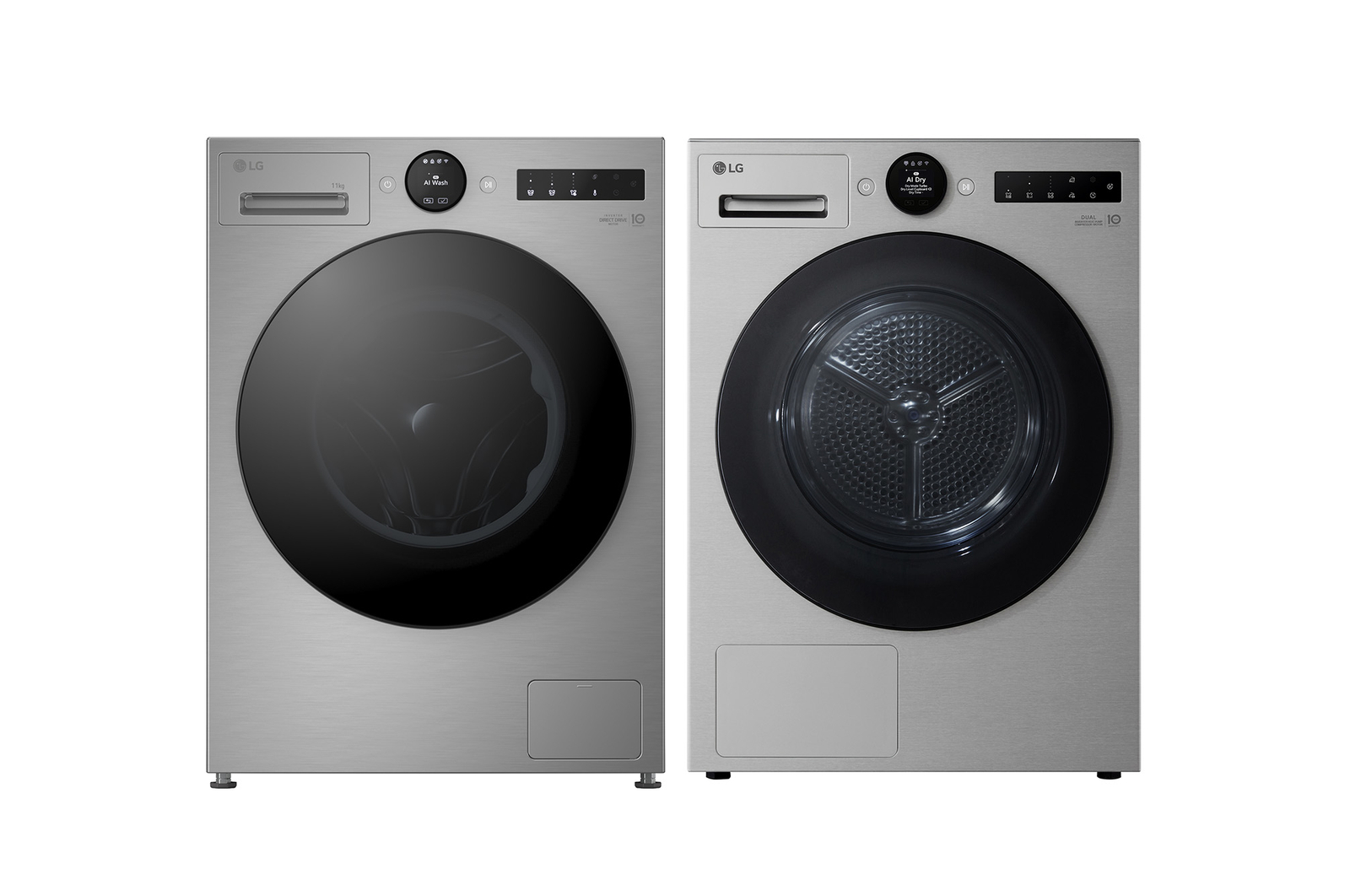 Front view of 13kg Washing Machine + 9kg Dryer, Silver F4X7013TSB.RHX7
