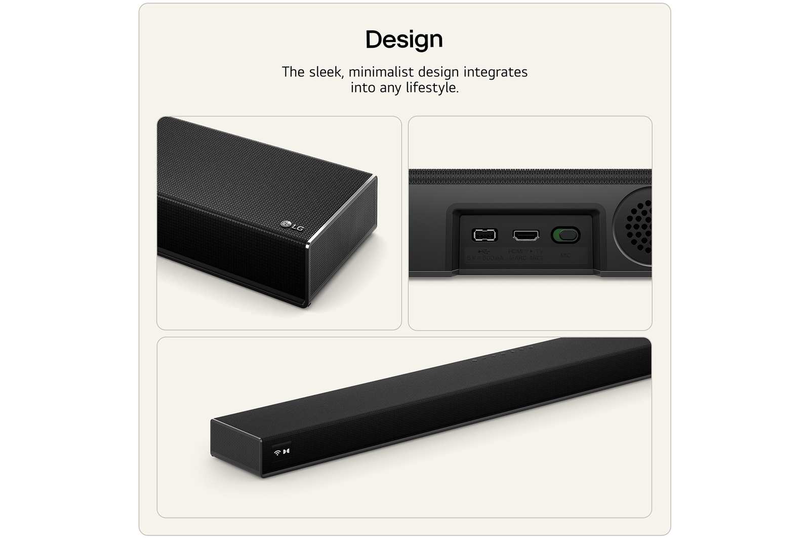 3 angle shots showing the  sound suite H7 sleek minimalist design harmoniously integrates into any lifestyle