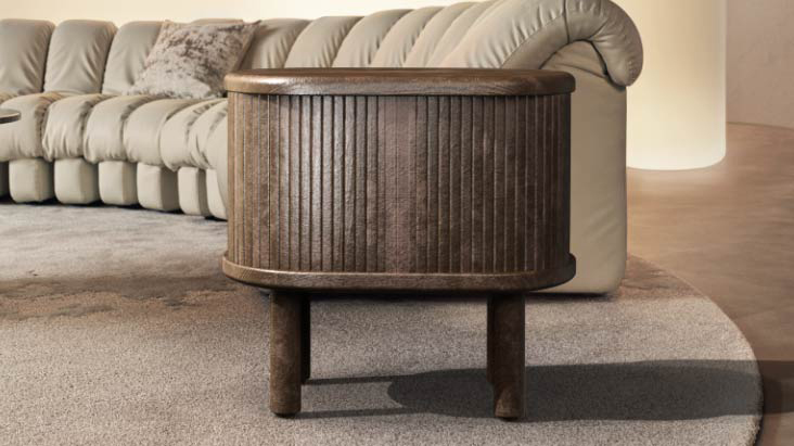 Spacious and clean living room without any wire clutter. A small side table opens up to reveal the Zero Connect Box inside it. The compartment closes to hide the Zero Connect Box, showing how visually tidy everything is with the LG True Wireless solution. Spacious and clean living room without any wire clutter. A small side table opens up to reveal the Zero Connect Box inside it. The compartment closes to hide the Zero Connect Box, showing how visually tidy everything is with the LG True Wireless solution.