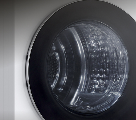 LG dryer's tempered glass door.