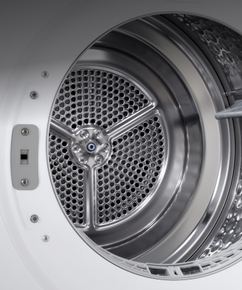 LG dryer's stainless steel drum.