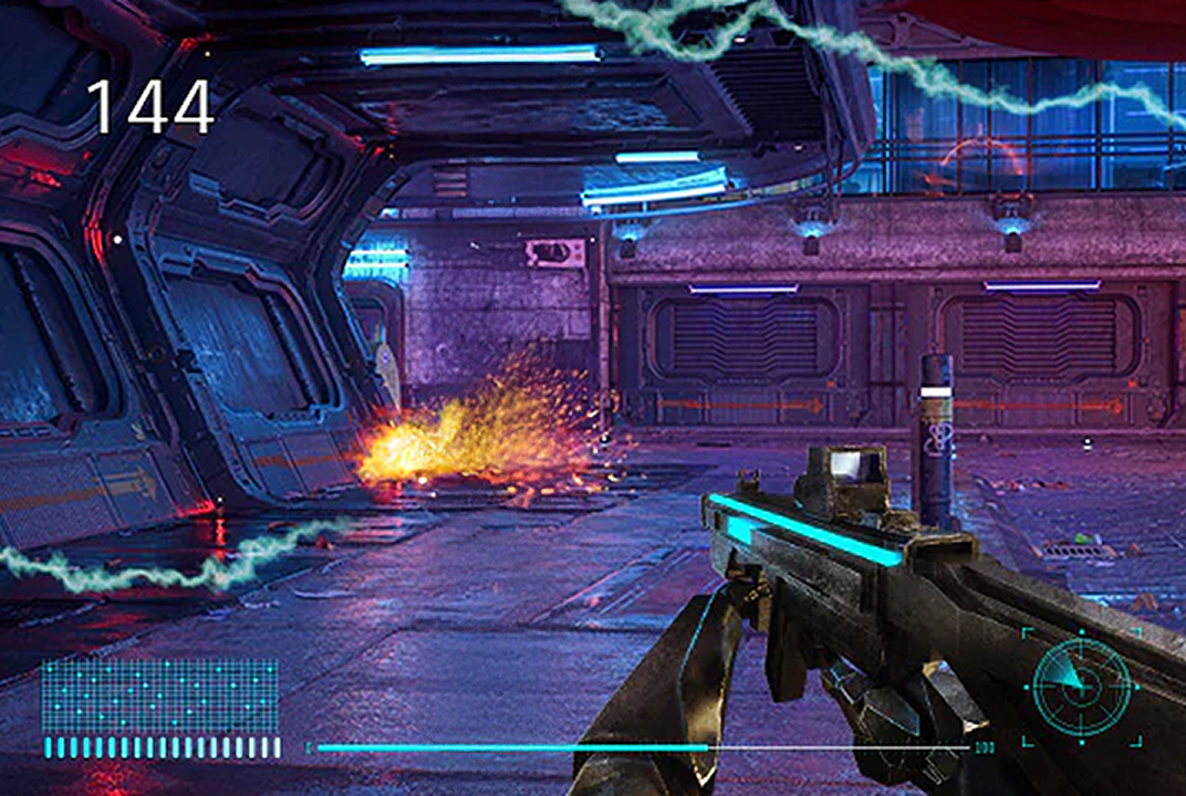 LG gaming monitor with a frame-rate number on screen illustrates the FPS Counter feature.