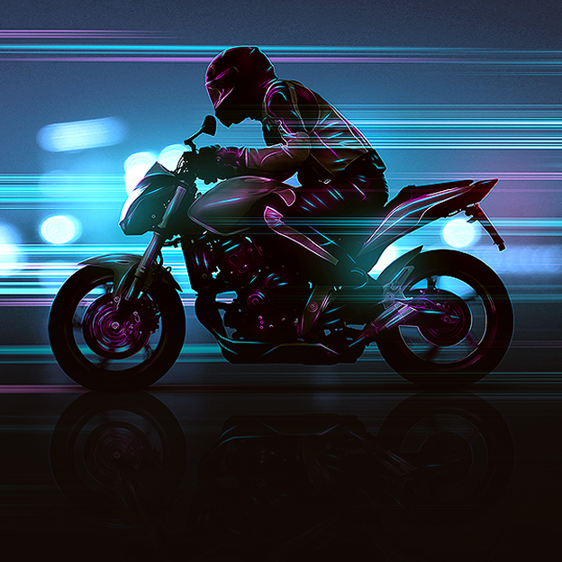 LG gaming monitor comparing a blurred motorcycle image with a sharper 0.03ms GtG view illustrates faster response time and less motion blur.