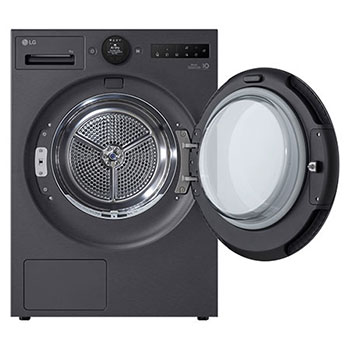 LG 9kg DUAL Inverter Heat Pump™ Dryer, Black, RHX7009TBB, Door Open