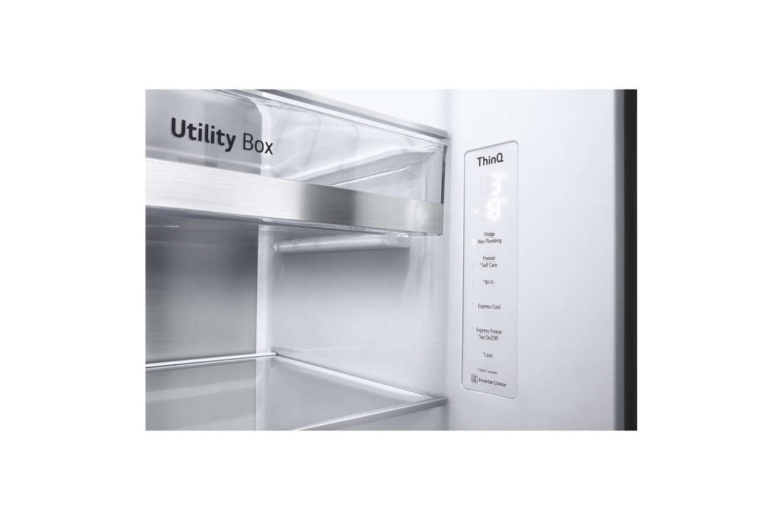 LG 635L InstaView™ American Style Fridge Freezer Matte Black Total No Frost, GSXV91MCAE