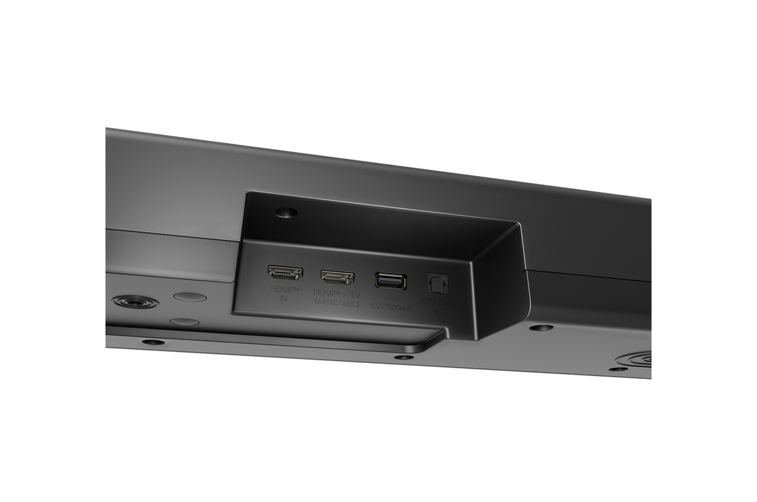 Angled view of LG Soundbar US70TR's back