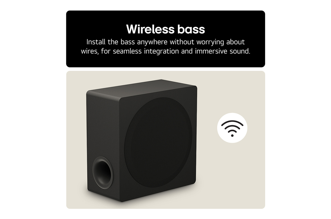 LG Soundbar US80TR Feature card - Showing the side of the speaker 
