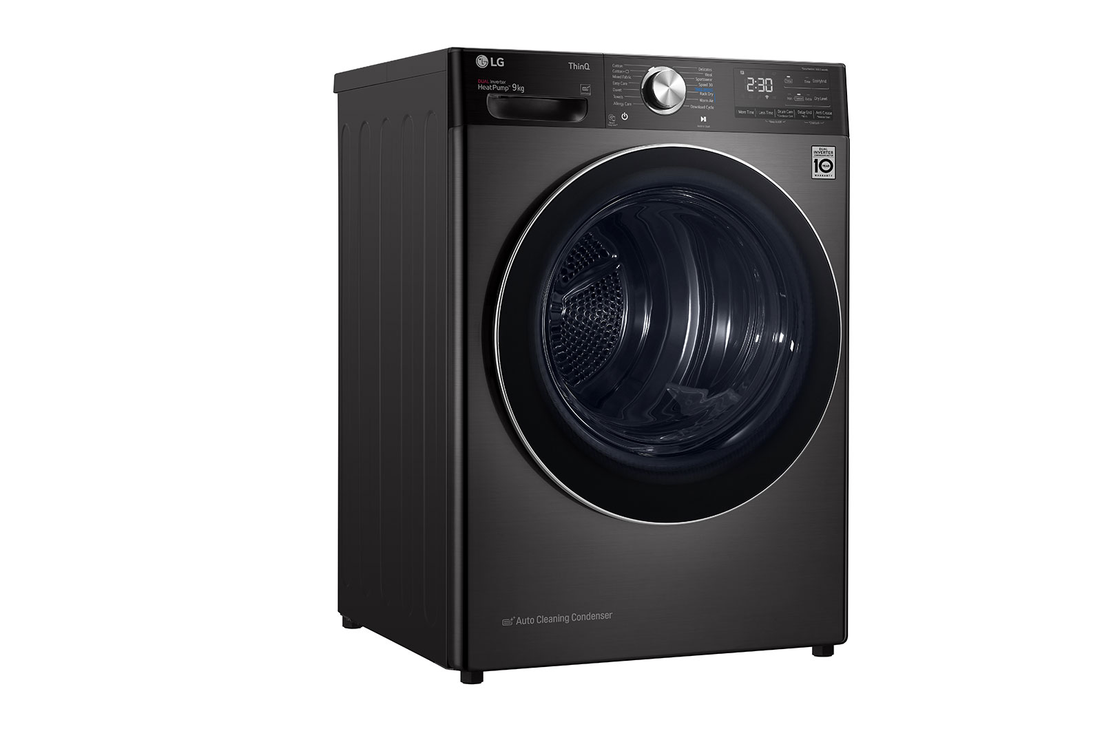LG 9kg DUAL Inverter HeatPump Dryer Black Steel A+++, FDV1109B