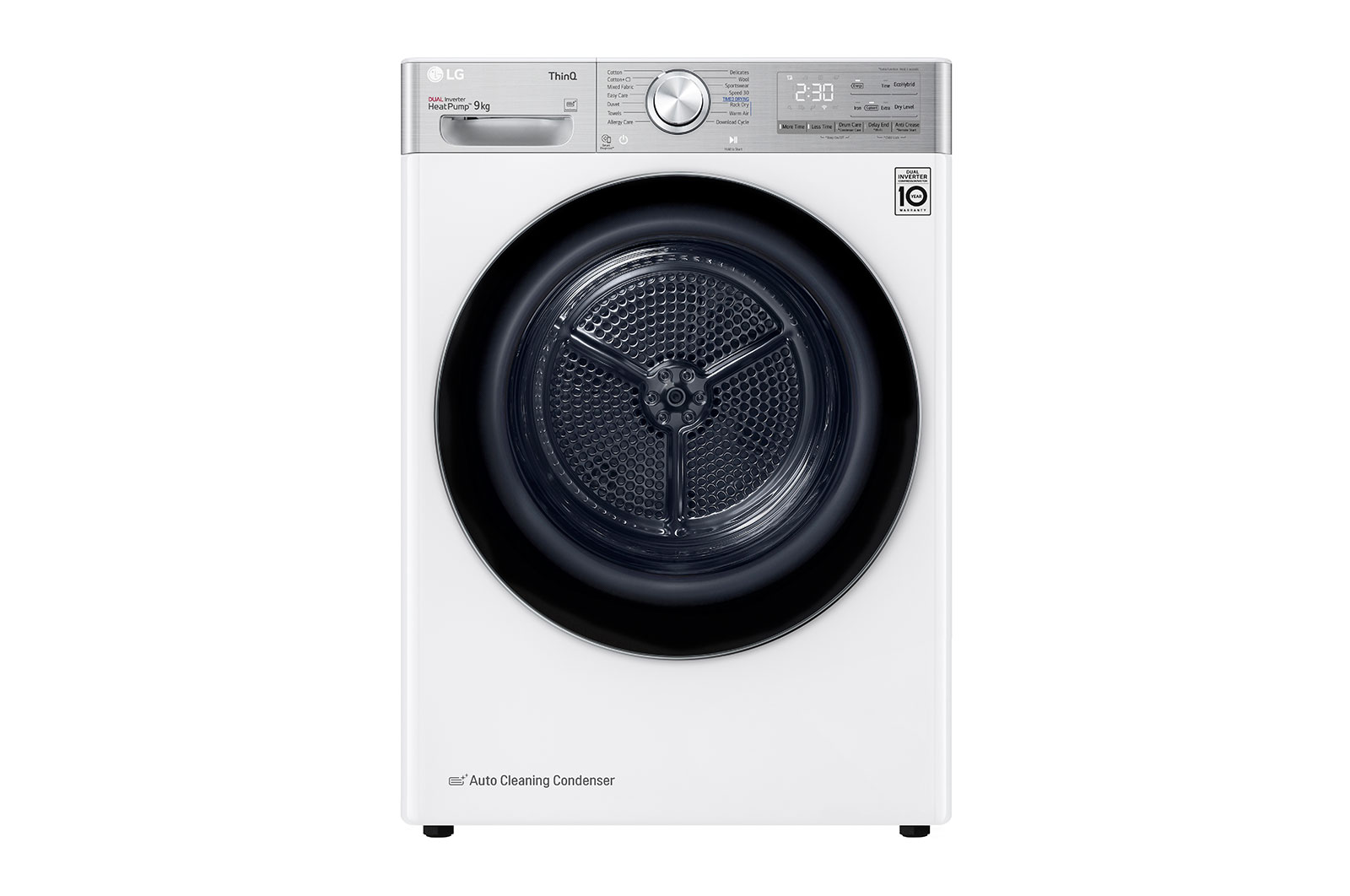 Front view of 9kg DUAL Inverter HeatPump Dryer White A+++ FDV1109W