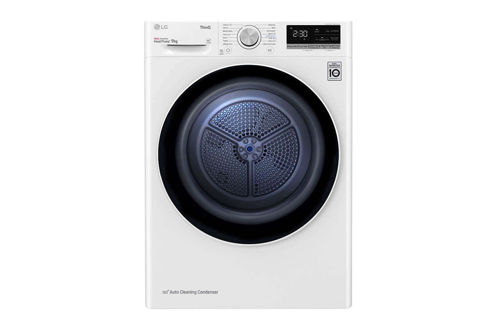 Front view of 9kg DUAL Inverter Heat Pump™ Dryer, White FDV709W