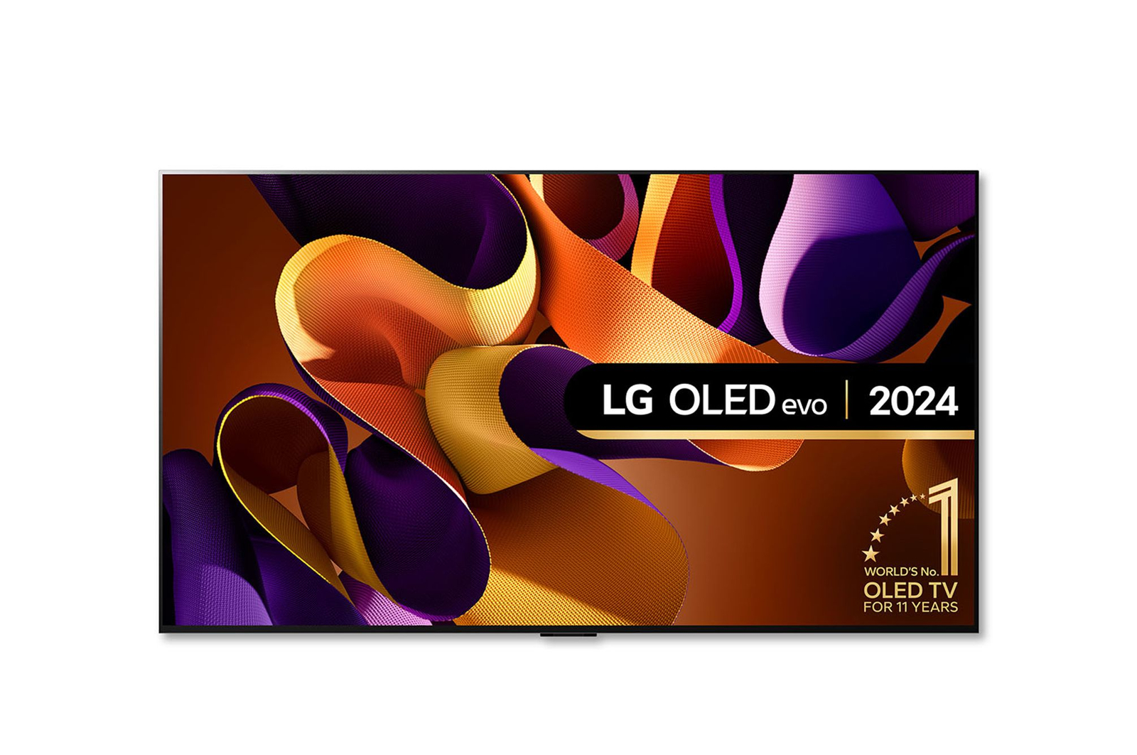 Front view of 55 inch LG OLED evo AI G4 4K Smart TV - Wall mount version OLED55G45LW