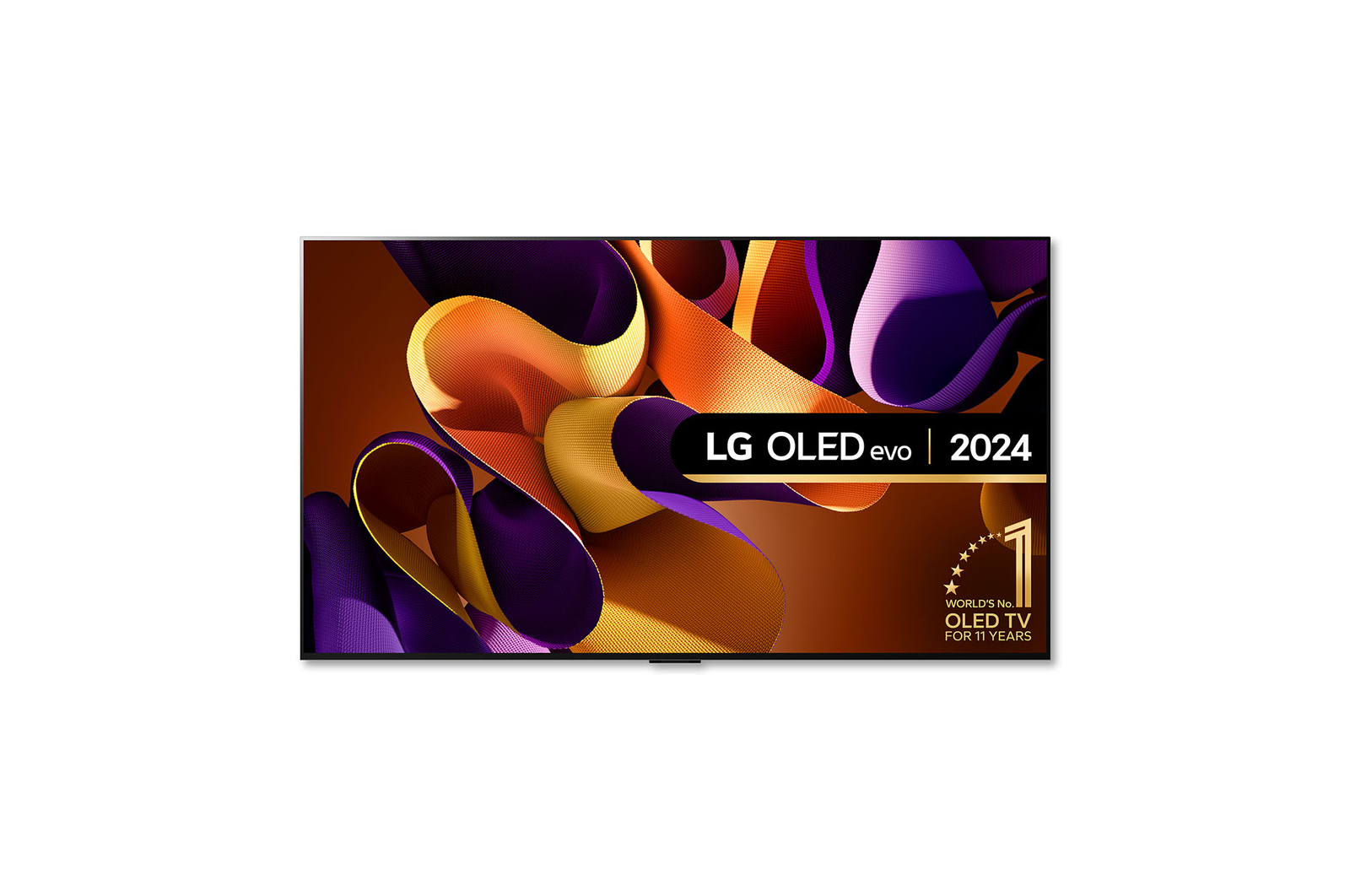 Front view of 65 inch LG OLED evo AI G4 4K Smart TV - Wall mount version OLED65G45LW