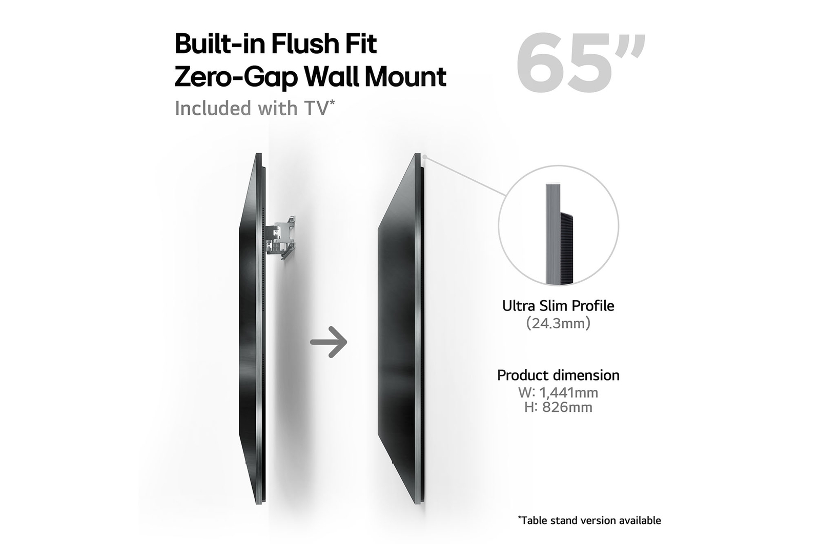 Built-in Flush Fit Zero-grop wall mount