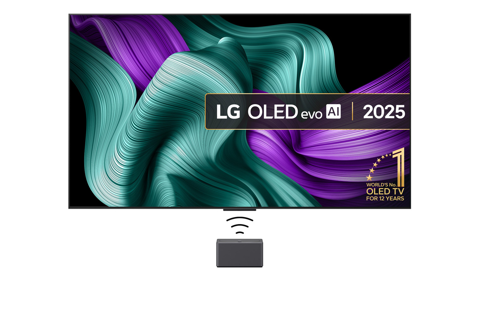 Front view of True Wireless TV 77 inch LG OLED evo AI M5 with 4K 144Hz Video & Audio Transfer OLED77M59LA