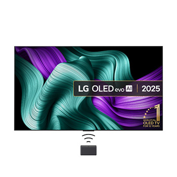 Front view of True Wireless TV 65 inch LG OLED evo AI M5 with 4K 144Hz Video & Audio Transfer OLED65M59LA