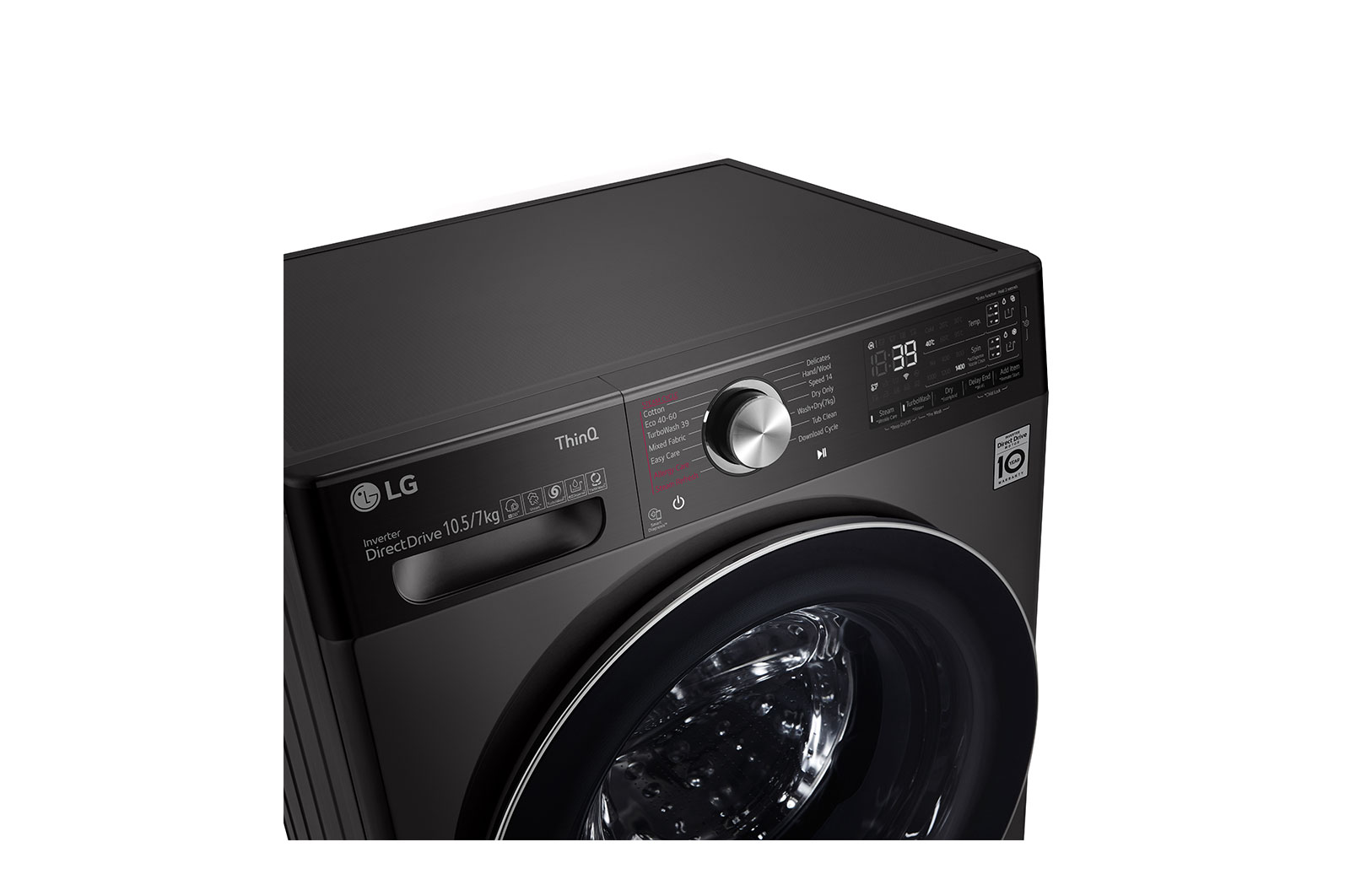 LG 10.5/7kg Washer Dryer LG Turbowash360™, Black Steel, FWV1117BTSA