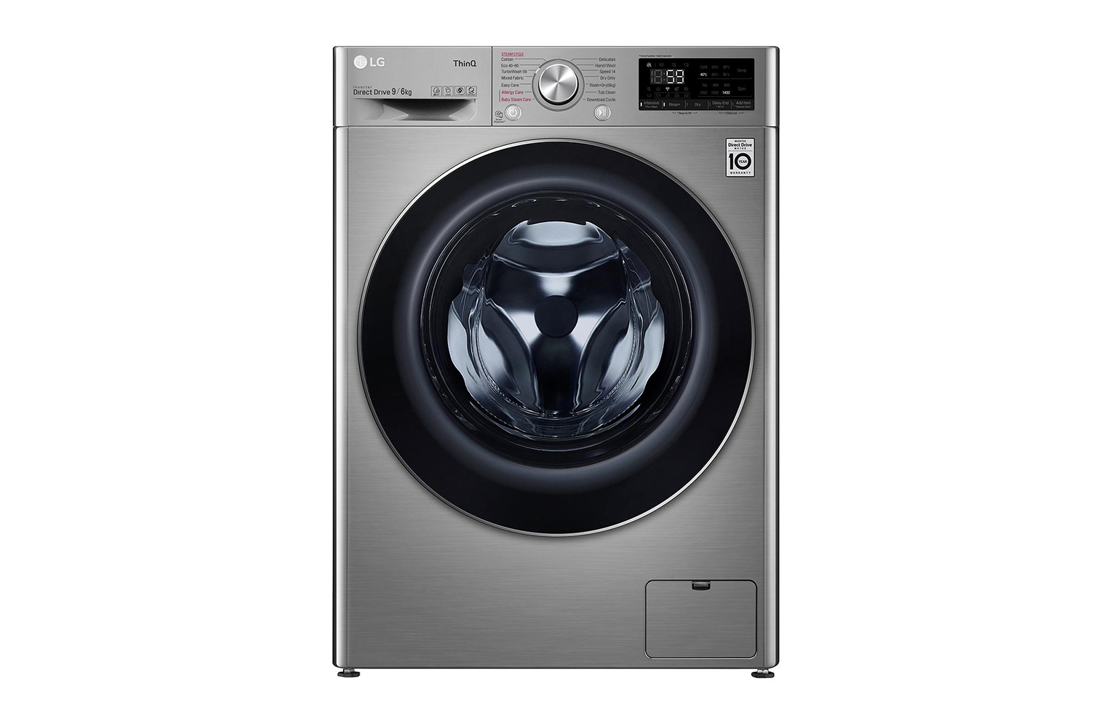 Front view of 9/6kg Washer Dryer LG Turbowash™, Graphite FWV796STSE