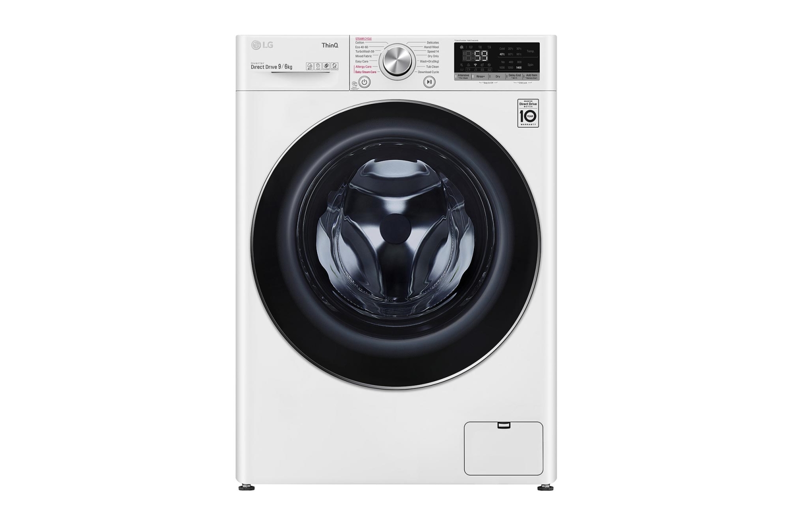 Front view of 9/6kg Washer Dryer White LG Turbowash™ FWV796WTSE