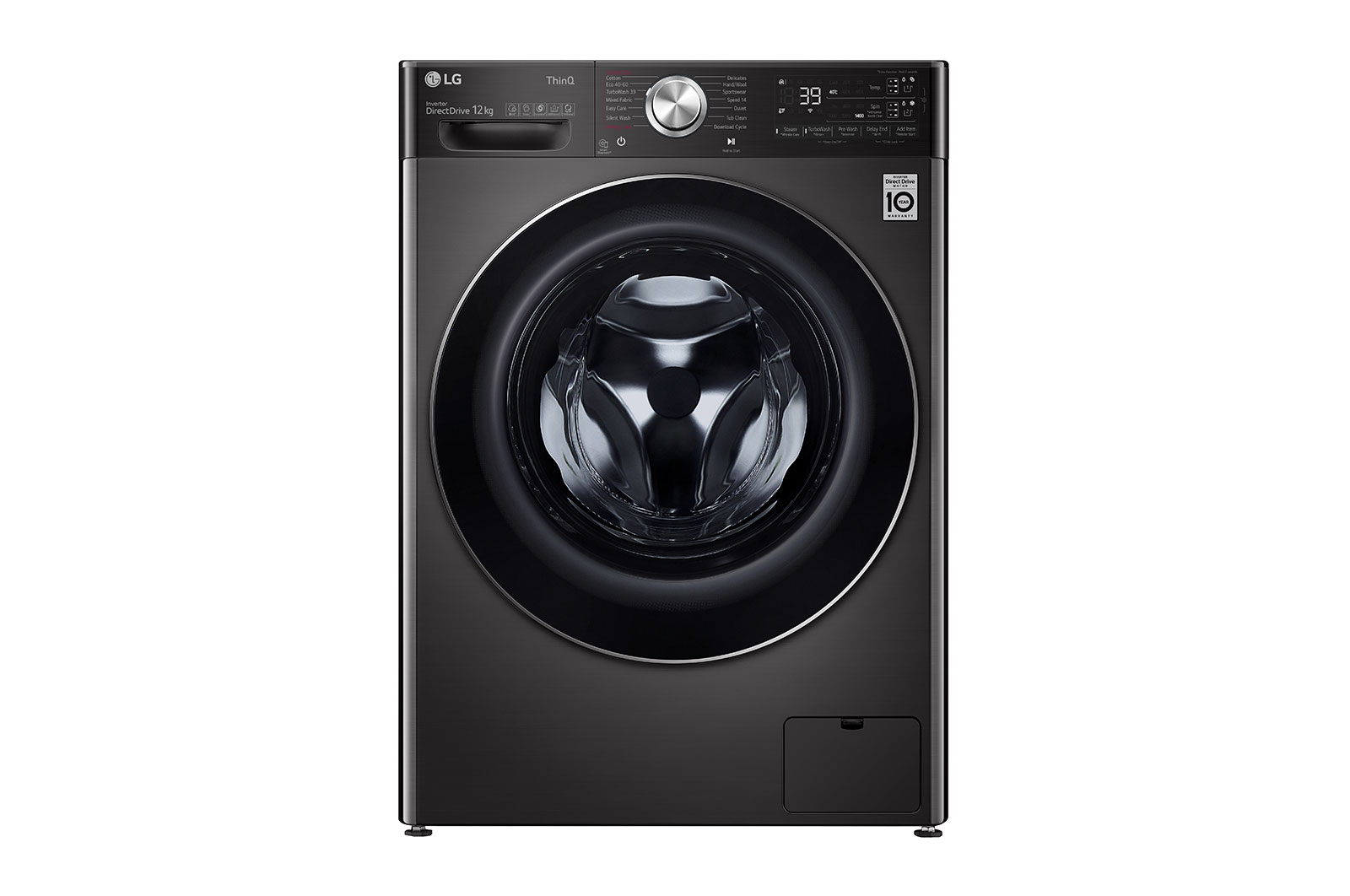 Front view of 12kg Washing Machine AI DD™, Black Steel F4V1112BTSA