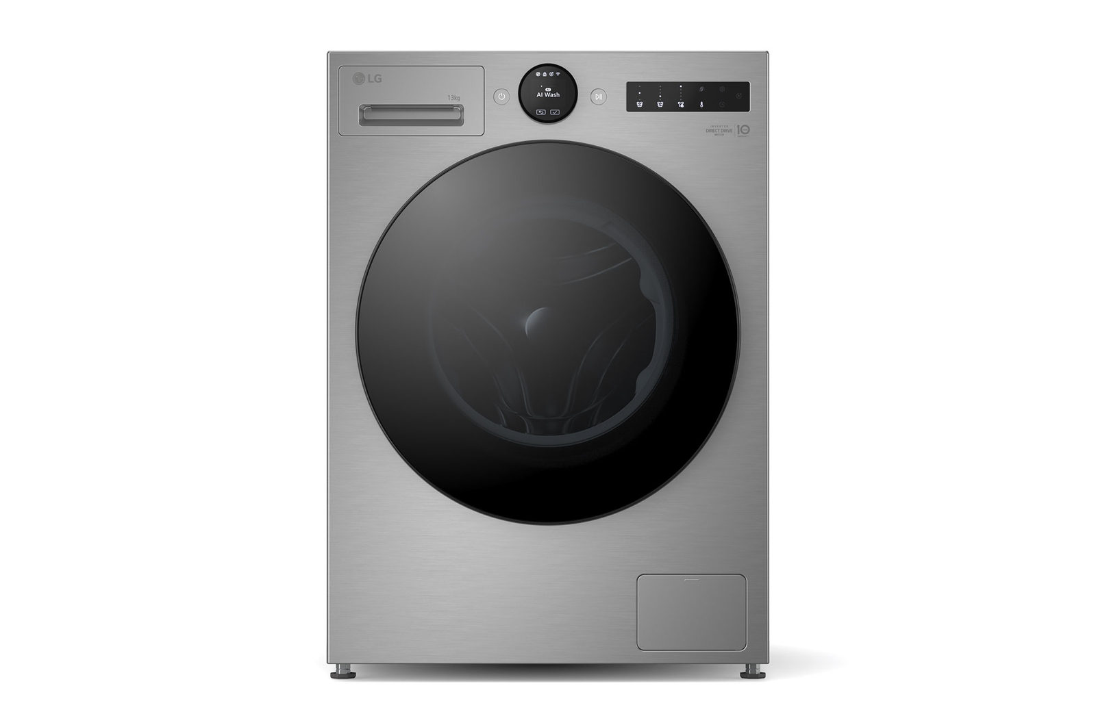 Front view of 13kg AI Direct Drive Washing Machine, Silver F4X7013TSB