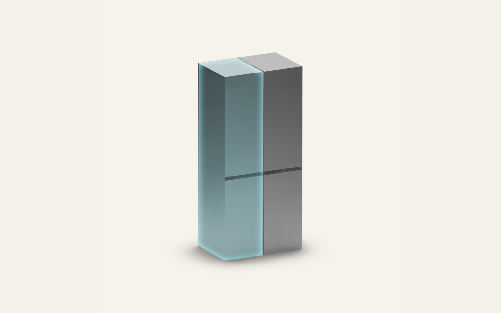 A diagram showing the size of side-by-side refrigerators