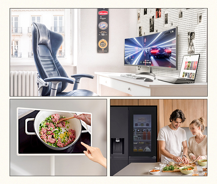 Three panel images featuring LG appliances