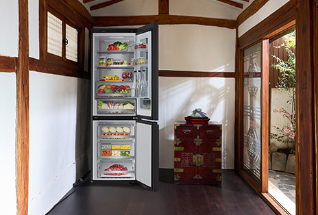 Refrigerator is placed in a kitchen