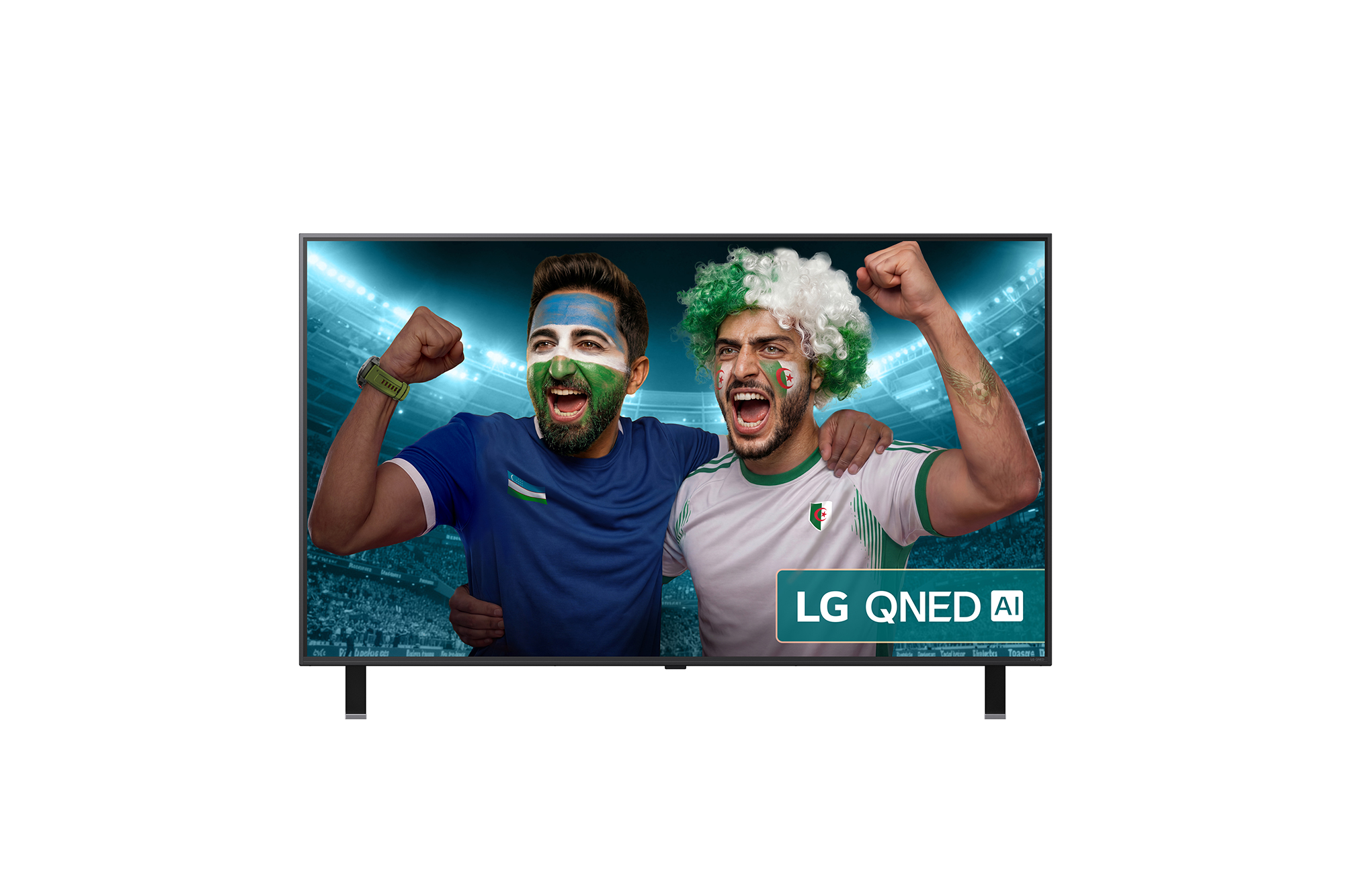 Front view of 55 inch LG QNED evo AI QNED85 MiniLED 4K Smart TV 2025 55QNED85A6C