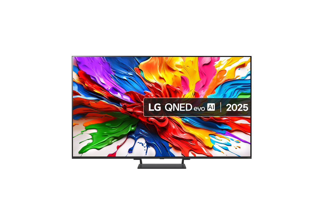 Front view of 85 inch LG QNED evo AI QNED93 MiniLED 4K Smart TV 2025 85QNED93A6A