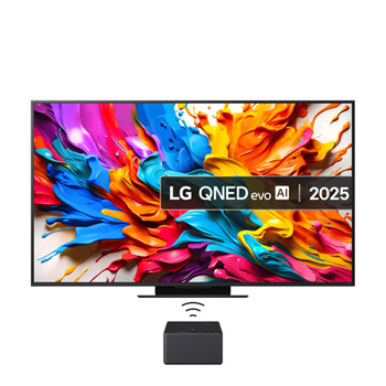 Front view of 65 Inch Class LG QNED evo AI QNED9MA Mini LED 4K Smart TV 2025 with True Wireless Video & Audio Transfer 65QNED9MA6B
