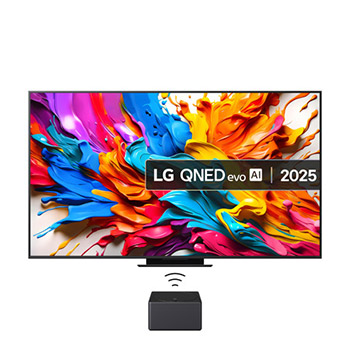 Front view of 86 Inch Class LG QNED evo AI QNED9MA Mini LED 4K Smart TV 2025 with True Wireless Video & Audio Transfer 86QNED9MA6B